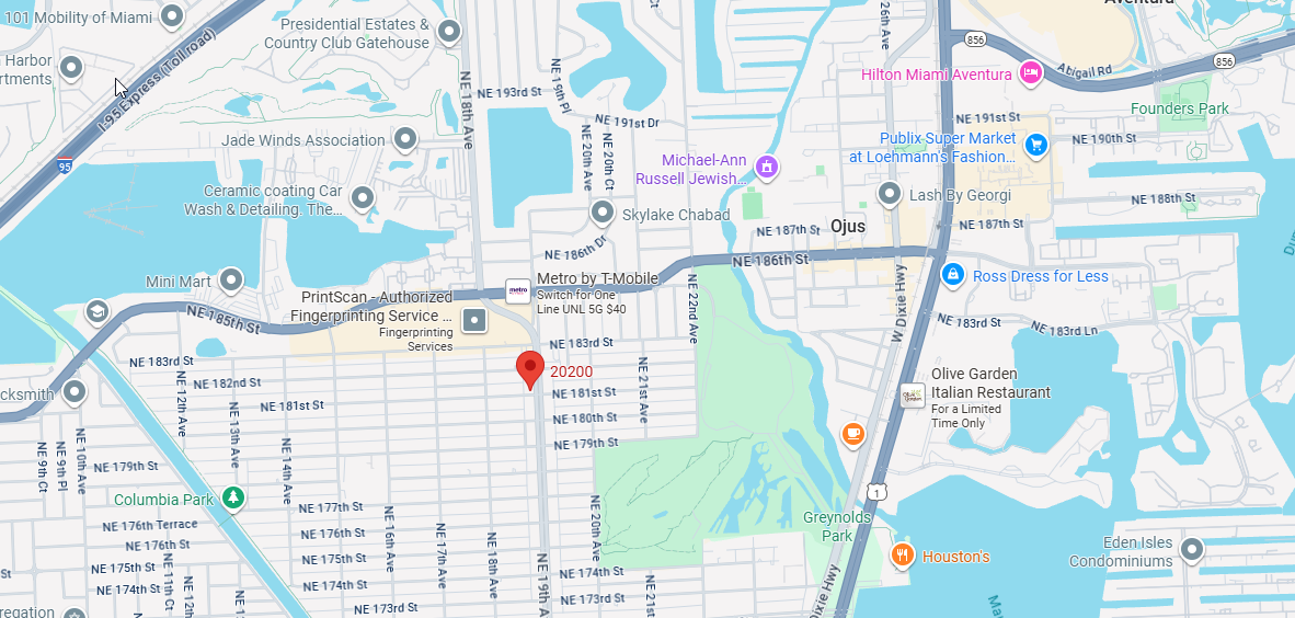 Map showing Lascaze Law office location in Aventura, FL